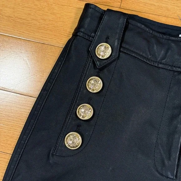 $995 Derek Lam 10 Crosby Size 4 Black Leather Robertson Flare Trousers *READ* - Picture 6 of 13